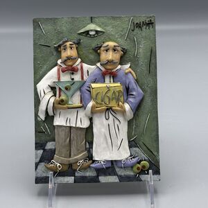 Italian Waiters 3D Whimsical Chef Resin Wall Plaque by Joanna Cocktail Barware